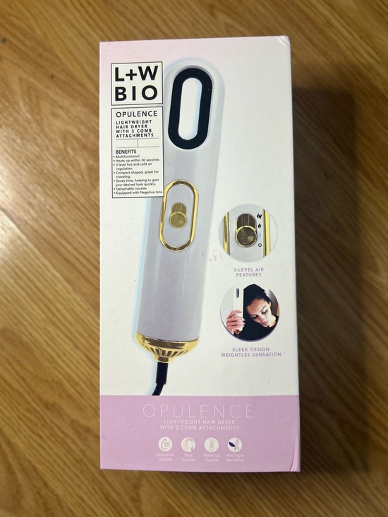 Opulence Accessories - New- L+W Bio Opulence White & Gold Lightweight Hair Dryer